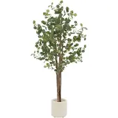 ML-Design Künstliche Eukalyptus 180 cm mit Naturholzstamm Outdoor