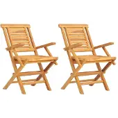 vidaXL Gartenstühle 2 Stk. Klappbar 56x63x90 cm Massivholz Teak