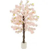 ML-Design Künstlicher Kirschblütenbaum 150 cm Rosa, Kunstbaum mit Naturholzstamm im Topf für Innen & Außen