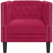 vidaXL Chesterfield-Sessel Weinrot Samt