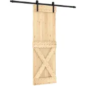 Syfax Schiebetür Natürlich und Schwarz 70 x 210 cm Massivkiefer