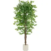 ML-Design Kunstpflanze Ficus 180 cm, künstlicher Baum mit Naturholzstamm im Topf für Innen & Außen