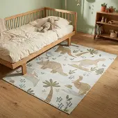 Little Olly Waschbarer Kinderteppich - Mace Dino Creme 140x200 cm