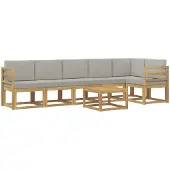 vidaXL Outdoor-Sofagarnitur mit Kissen 7 pcs Weiß und Hellgrau