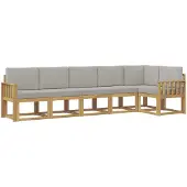 vidaXL Outdoor-Sofagarnitur 6 Stk. Weiß und Hellgrau
