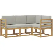vidaXL Outdoor-Sofagarnitur 4 Stk. Weiß und Hellgrau Polyester