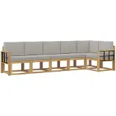 vidaXL Outdoor-Sofagarnitur 6 Stk. Weiß und Hellgrau