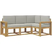vidaXL Outdoor-Sofagarnitur 4 pcs Weiß und Hellgrau
