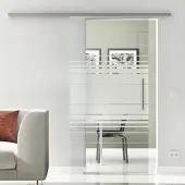 Levidor Glasschiebetür Komplettset 65 x 205 cm Hamburg Edelstahl mit Stangengriff