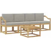 vidaXL Outdoor-Sofagarnitur 5 stk. Weiß und Hellgrau Polyester