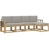 vidaXL Outdoor-Sofagarnitur 5 Stk. Weiß und Hellgrau Polyester