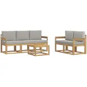 vidaXL Outdoor-Sofagarnitur 6 stk. Weiß und Hellgrau Polyester
