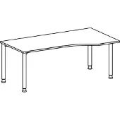 Geramöbel PC-Tisch, rechts, BxTxH 1800x800-1000x680-800 mm, höhenverstellbar, Platte buche, Rundrohrgestell anthrazit