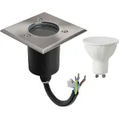 GTV LED Bodenleuchte Edelstahl Eckig mit LED Leuchtmittel mit 5W LED Warmweiß