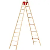 Hymer Holz Stufenstehleiter mit Textiltasche 2x12 Stufen