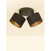 Licht-Erlebnisse Strahler Stoff Metall E27 verstellbar in Schwarz Gold 2-flammig Modern