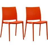 CLP 2er Set Gartenstühl Meton mit Lehne stapelbar wetterfest UV-beständig bis 150 kg orange