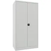 Soennecken Vertikalauszugschrank, 2 Auszüge mit Lochplatten, Mitteltrennwand, 3 Böden, 2 Schubladen (1x100 mm, 1x200 mm), BxTxH 1000x600x1950 mm, RAL 7035
