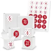 Itenga Adventskalender zum Füllen 24x Quader Würfel gemischt WEISS + Sticker (V01 Z39)