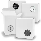Itenga Adventskalender zum Füllen 24x Quader WEISS + Sticker V07 Z04