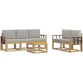vidaXL Outdoor-Sofagarnitur 6 stk. Weiß und Hellgrau Polyester