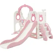 Joyz 5 in 1 Kinderrutsche mit Schaukel Kinder Spielplatz mit Rutsche Treppe Basketballkorb Teleskop Klettergerüst Indoor/Outdoor Set für Kleinkinder