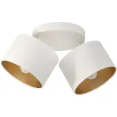 Licht-Erlebnisse Strahler Metall Stoff E27 verstellbar in Weiß Gold 2-flammig Modern Spot
