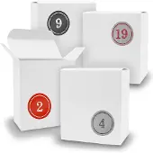Itenga Adventskalender zum Füllen 24x Quader WEISS + Sticker V07 Z03