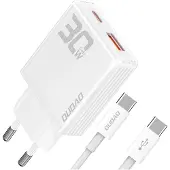 Dudao A30EUT 30W GaN Wandladegerät USB-A / USB-C + USB-C - USB-C Kabel - Weiß