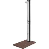 ML-Design Solardusche 35L 217cm eckig Silber-Schwarz mit Bodenplatte Braun, Solar Gartendusche mit Fußdusche/Regenduschkopf, Außendusche Pooldusche