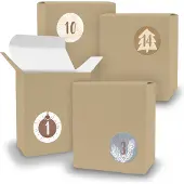 Itenga Adventskalender zum Füllen 24x Quader BRAUN + Sticker V08 Z15