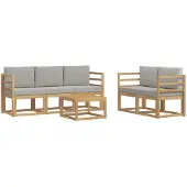 vidaXL Outdoor-Sofagarnitur 6 stk. Weiß und Hellgrau Polyester