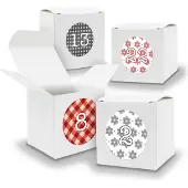 Itenga Adventskalender zum Füllen 24x Würfel 6,5cm WEISS + Sticker V04 Z07