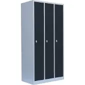 LÜLLMANN 3er Spind Spint Umkleide Stahl Gaderobenschrank 3türiger Spind Lichtgrau/Anthrazit 510138