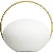 UMAGE LED-Akku-Tischleuchte Orbit, weiß/messing, IP44, CCT dimmbar, weiß / opal, für Wohn- / Esszimmer, Kunststoff, Design