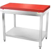 GOLDINOX Metzgertisch mit roter Schneidplatte - 1000 x 700 mm /