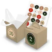 Itenga SET V43 Adventskalender Würfelbox mit Griff Braun + Zahlensticker Z02