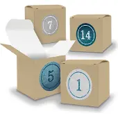 Itenga Adventskalender zum Füllen 24x Würfel 6,5cm BRAUN + Sticker V05 Z01