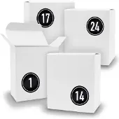 Itenga Adventskalender zum Füllen 24x Quader WEISS + Sticker V07 Z08