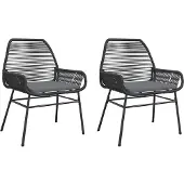 vidaXL Gartenstühle 2 Stk. mit Kissen Schwarz Poly Rattan