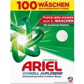 Ariel Waschmittel Universal+, Vollwaschmittel, Pulver, schnell auflösend, 5,03kg Waschladungen 100