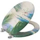 SINOBATH WC-Sitz Oval mit Softclosing Tropischer Strand Palmen