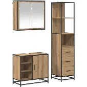 vidaXL Badezimmermöbel-Set 3 stk. Artisan-Eiche 65 x 33 x 60 cm