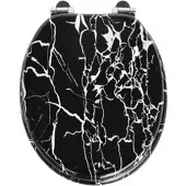 SINOBATH WC-Sitz Oval mit Absenkautomatik Schwarze Marmoroptik