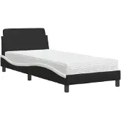 vidaXL Bett mit Matratze "Dover" Schwarz und Weiß 90x190 cm Kunstleder