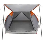 vidaXL Hütten-Zelt Grau und Orange 6-Personen Polyester und Stahl