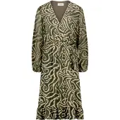 Cartoon Chiffonkleid mit Muster in Khaki/Cream | Gr.: 42
