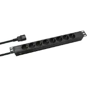 Helos 19" Steckdosenleiste PROFESSIONAL, 8-fach, schwarz, 2,0m, für USV (C14)