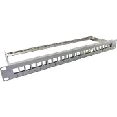 Helos Keystone - 19“ Modulträger 1 HE 24 Port, Entlastungsschiene, grau