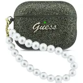 GUESS Schutzhülle für AirPods Pro 3, Glitter Pearl Strap Case, Grün